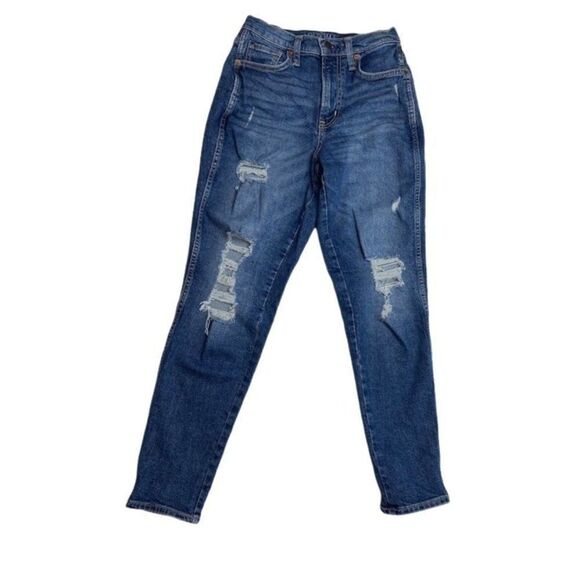 Juniors ARIZONA Highest Rise MoM Denim Ripped Distressed Jeans Sz 1 - Picture 2 of 10